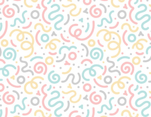 abstract doodle design with hand drawn colorful shapes, lines. simple childish scribble background w