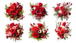 Collection of PNG. Red rose and eustoma flowers isolated on a transparent background.