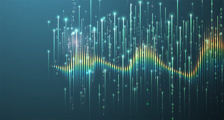Technology background. Big data concept. Binary computer code. Hand drawn vector illustration.