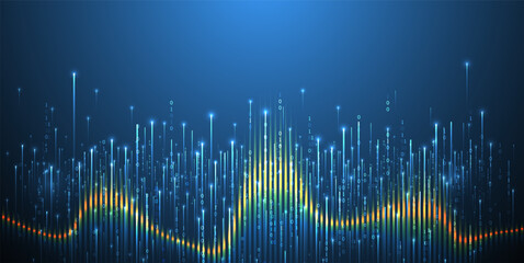 Technology background. Big data concept. Binary computer code. Hand drawn vector illustration.