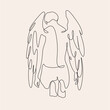 Angel. Continuous line art drawing vector illustration. Valentines day simply illustration. Black angel