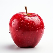 Red Wet Apple Isolated On White Background. Generative AI