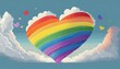 rainbow heart cloud love cloud in the sky lgbt love background queer rainbow heart poster