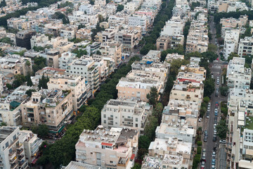 Sticker - Tel Aviv city top view. Dizengoff street