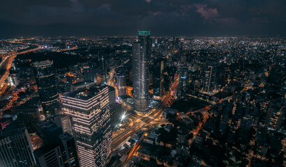 Wall Mural - Ramat Gan skyscrapers aerial view. Israeli area Bursa