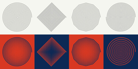 Wall Mural - abstract hypnotic circles and shapes are isolated on a background. the design features editable stro