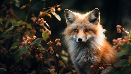 Fototapete - A charming cubic fox, its bushy tail and alert expression transformed into a visually striking combination of angles and lines.