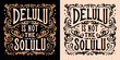 Delulu is not the solulu lettering. Not delusional. Dark academia Victorian era style vintage retro aesthetic text. Funny realistic pessimist people quotes for t-shirt design and print vector.