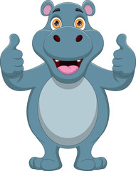 Wall Mural - cute cartoon hippo thumbs up