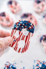 Wall Mural - Red White and Blue Chocolate Covered Pretzel Twists