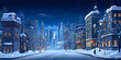 Winter City Night Vector Landscape Background