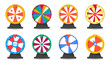 Lucky wheel collection in cartoon style for casino. Fortune wheels icons. Roulette, wheel of fortune in a flat design. Wheels gaming, spin lucky wheel isolated
