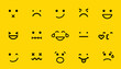 © top dog - Smile line emotion icons on yellow background. Smile sign collection