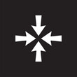 Inward arrow icon vector. Four Arrows icon sign symbol vector. Arrow pointing center vector icon illustration isolated on black background