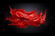 Isolated Shot Of Red Paint On Black Background.