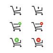 Shopping cart with plus and minus icons.