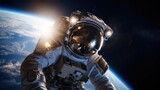 Fototapeta Sport - Cosmonaut in space suit in outer space