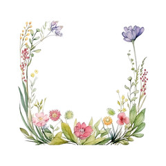 Wall Mural - Watercolor Floral Frame made of Wildflowers