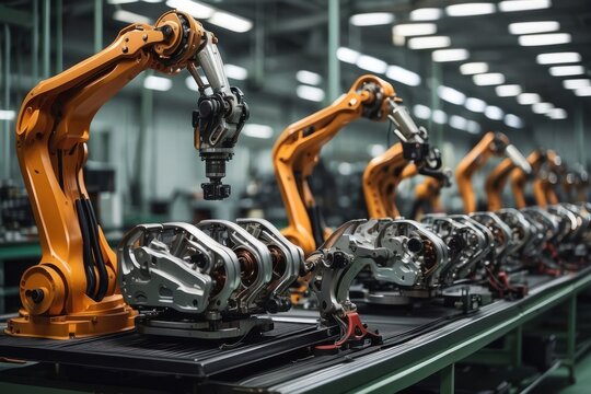 Intelligent mechanical arm inside a car assembly factory