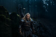 Viking Warrior in the Forest, dark fantasy