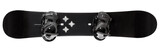Black plain snowboard with attachet bindings isolated