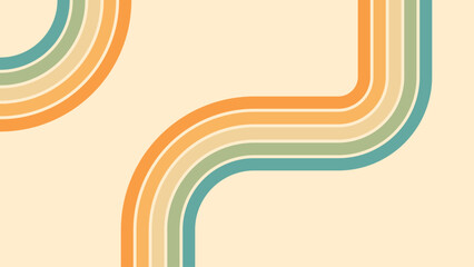 Wall Mural - abstract background of rainbow groovy wavy line design in 1970s hippie retro style. vector pattern r