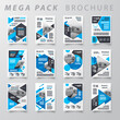 Mega pack Brochure design template flyer set, abstract business brochure size A4 template, creative cover, trend brochure set