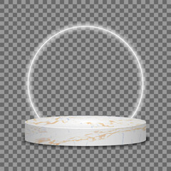 Wall Mural - Marble pedestals podium. Abstract geometric empty stone stage for product display and presentation. Isolated on transparent background. Vector illustration.