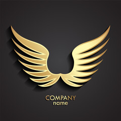 Wall Mural - 3d gold wings  logo vector