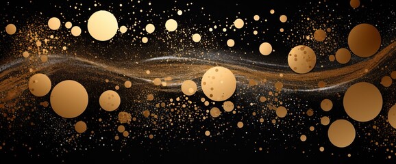 abstract black and gold bokeh background/wallpaper with gold flecks, swirls and dust on it