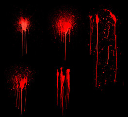 Wall Mural - overlay the blood effect. a collection of blood isolated on a black background. blood elements as de
