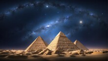 Ancient Giza Pyramid In The Night Background Photo