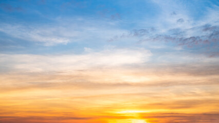 beautiful luxury soft gradient with orange gold clouds and sunlight on the blue sky perfect for the 