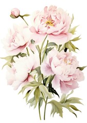Wall Mural - watercolor illustration peony bouquet,isolated on white background