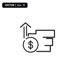 rising gold icon, rising gold investment or profit icon, isolated white background. vector illustration