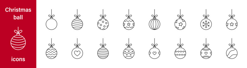 Wall Mural - Christmas balls icon. Christmas bauble icons. New Year toys icon collection