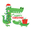 Snappy Christmas - Funny phrase for Christmas with cute crocodile. Hand drawn lettering for Xmas greetings cards, invitations. Good for t-shirt, mug, scrap booking, gift.