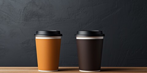 Two takeaway coffee cups stand side by side, promising warmth and comfort.