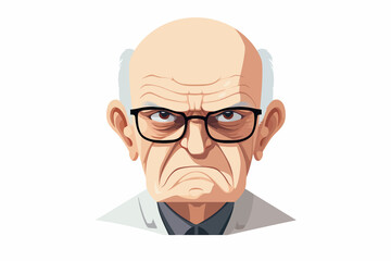 Wall Mural - Angry old man isolated vector style on isolated background illustration