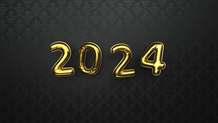 Wall Mural - 4k Video Golden Foil Balloons 2024. Prores 4444.