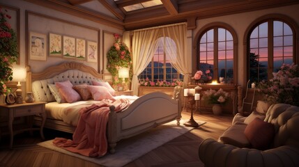 Interior of a cozy room in romantic style