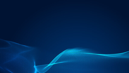 Wall Mural - abstract dot white blue wave gradient texture technology background.