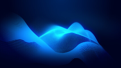 Wall Mural - abstract dot blue wave gradient texture technology background.