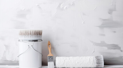 a man paints a wall with white paint with a roller