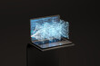Vibrant 3D Data Stream Bursting from Laptop Screen - High-Tech Concept
