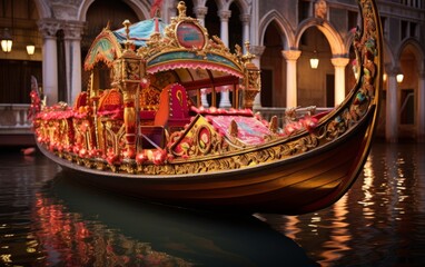 Venetian Gondola Adorned with Floral Arrangements