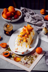 Wall Mural - Honey parfait with apricots.Style vintage
