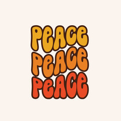 Wall Mural - Peace. Groovy poster. Retro design background with font. Vintage template, party invitation in trendy hippie style.