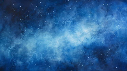 watercolor painting of outer space deep in the galaxy with blue and black background and stars, abst
