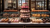 Fototapeta Natura - An opulent French patisserie display, where macarons, eclairs, and exquisite pastries beckon with their refined sweetness and meticulous craftsmanship